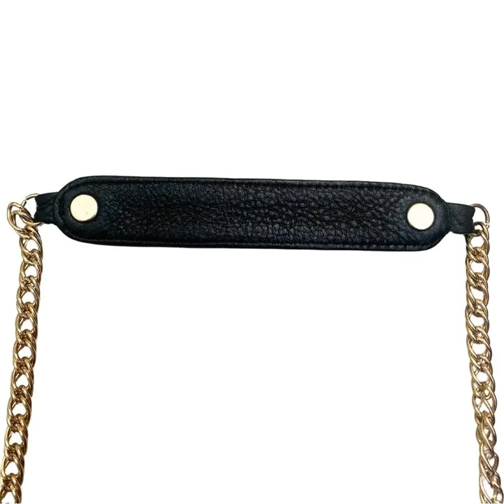 Posse Black Leather Crossbody Bag Clutch Metallic Bow Envelope Coquette Romantic - Picture 6 of 12
